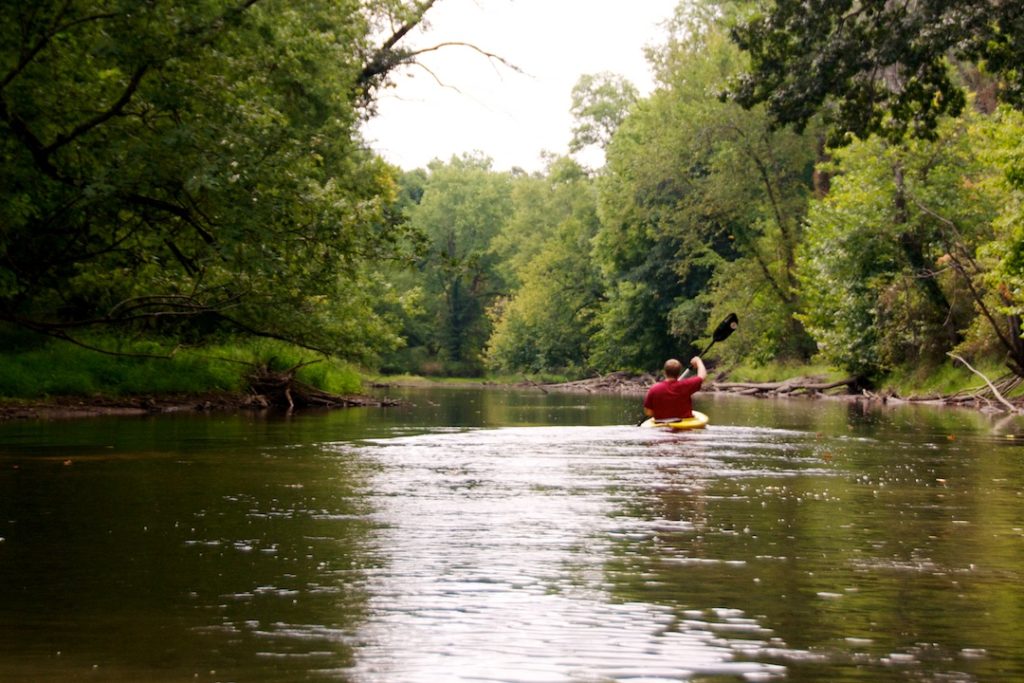 Kayaking the middle Cuyahoga River, Kent Ohio.