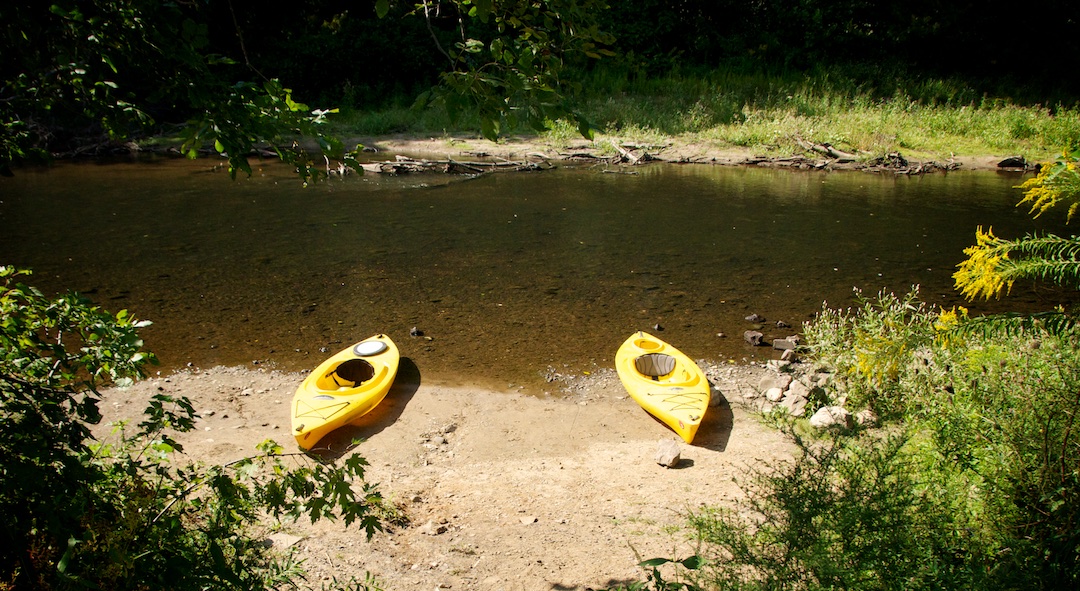 Kayaks on the middle Cuyahoga River